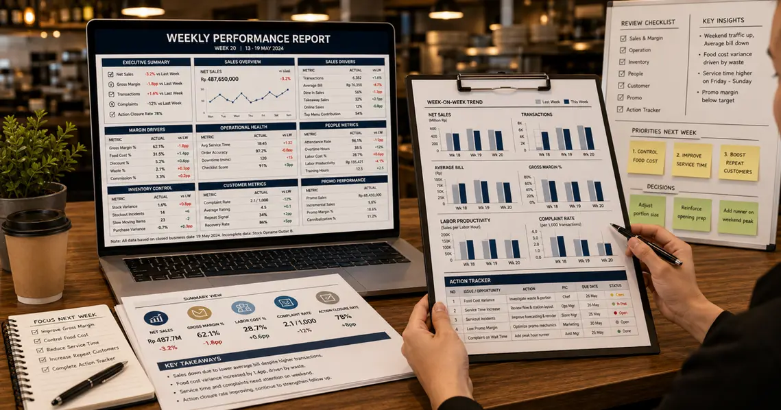 Cara Membuat Weekly Performance Report Restoran yang Mudah Dibaca dan Efektif
