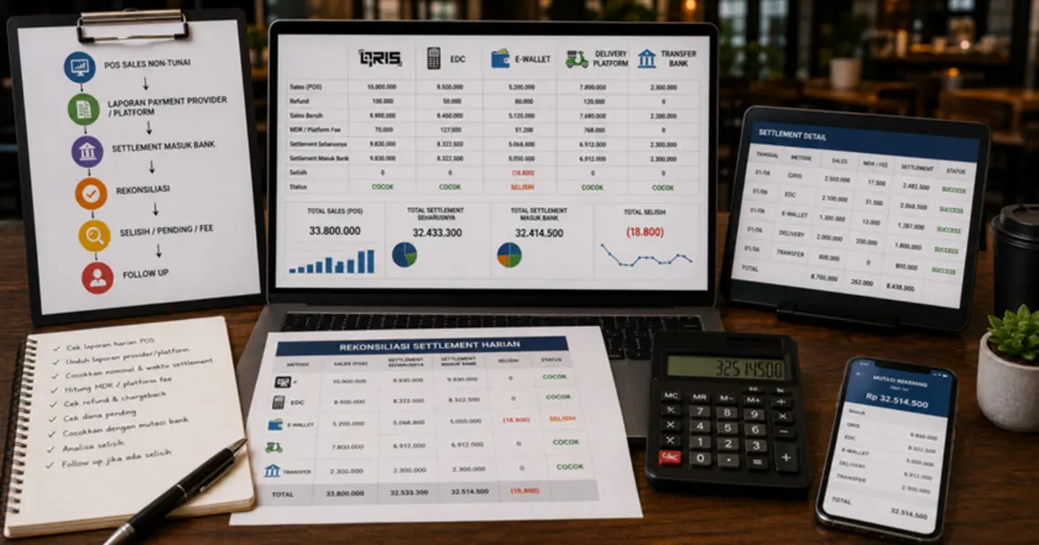 Cara Membuat Rekonsiliasi Settlement QRIS, EDC, E-Wallet, dan Delivery Platform