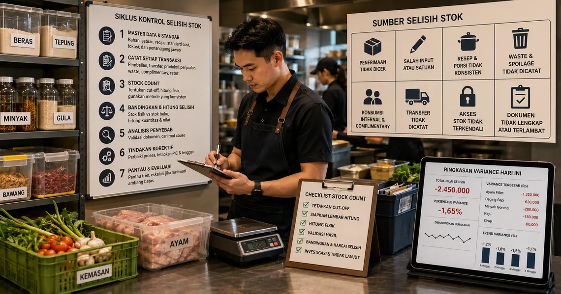 Cara Mengontrol Selisih Stok Restoran agar Food Cost Tetap Akurat